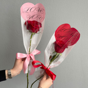 Цветочный Конус "Love You" (20 шт.) - #012 Красный. Photo 2